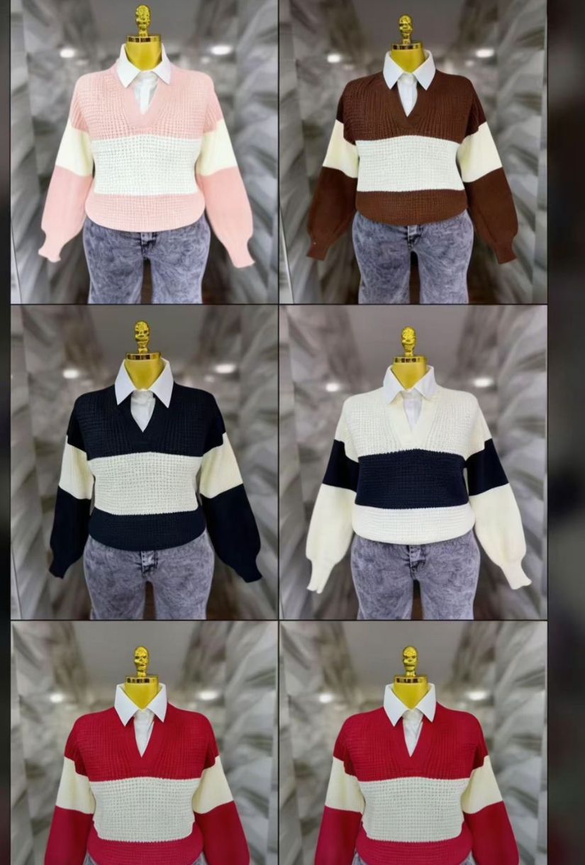 Multicolored Knitted Top Sweaters