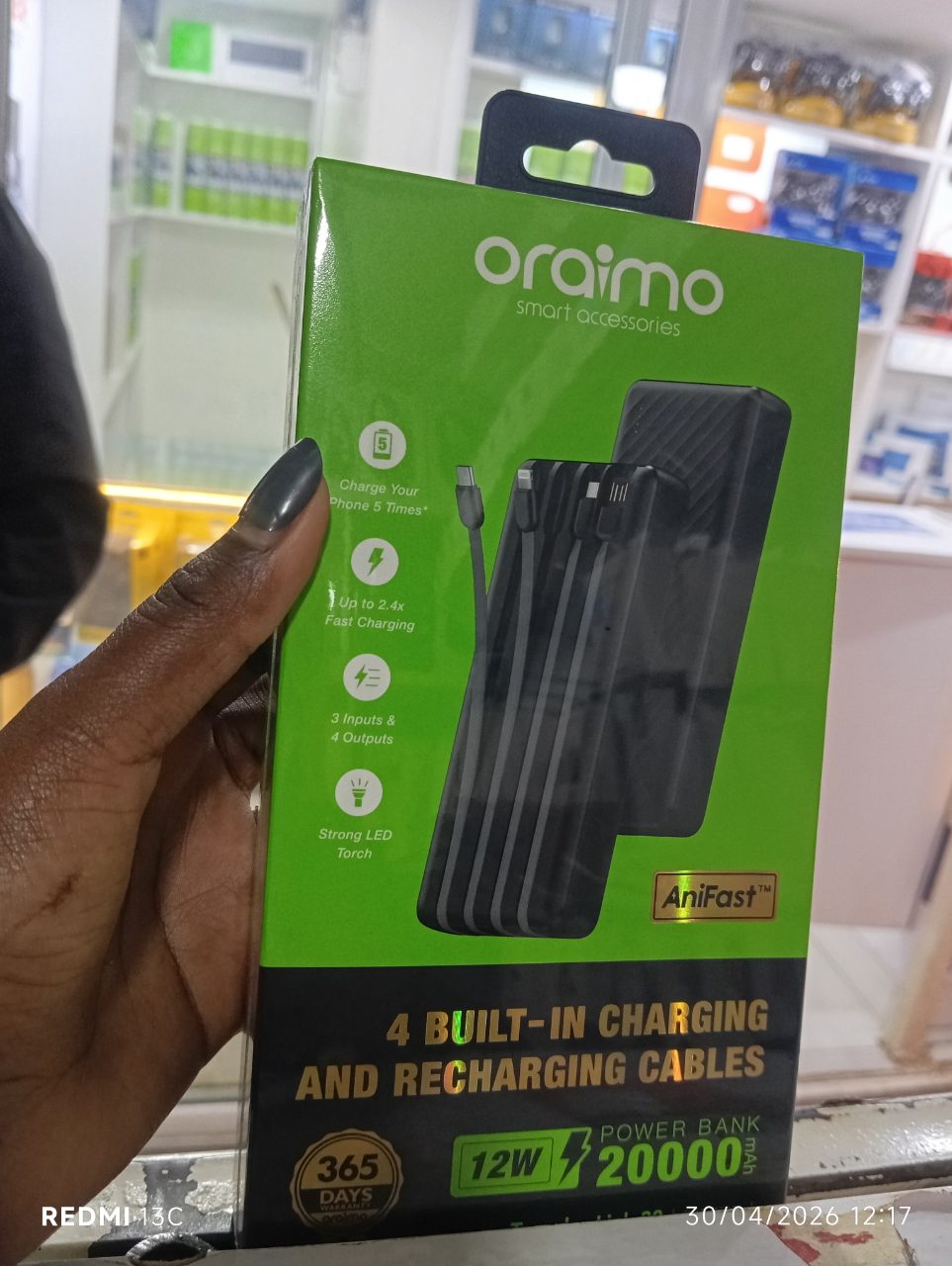 Oraimo 20000mah 15w Power Bank With Cable