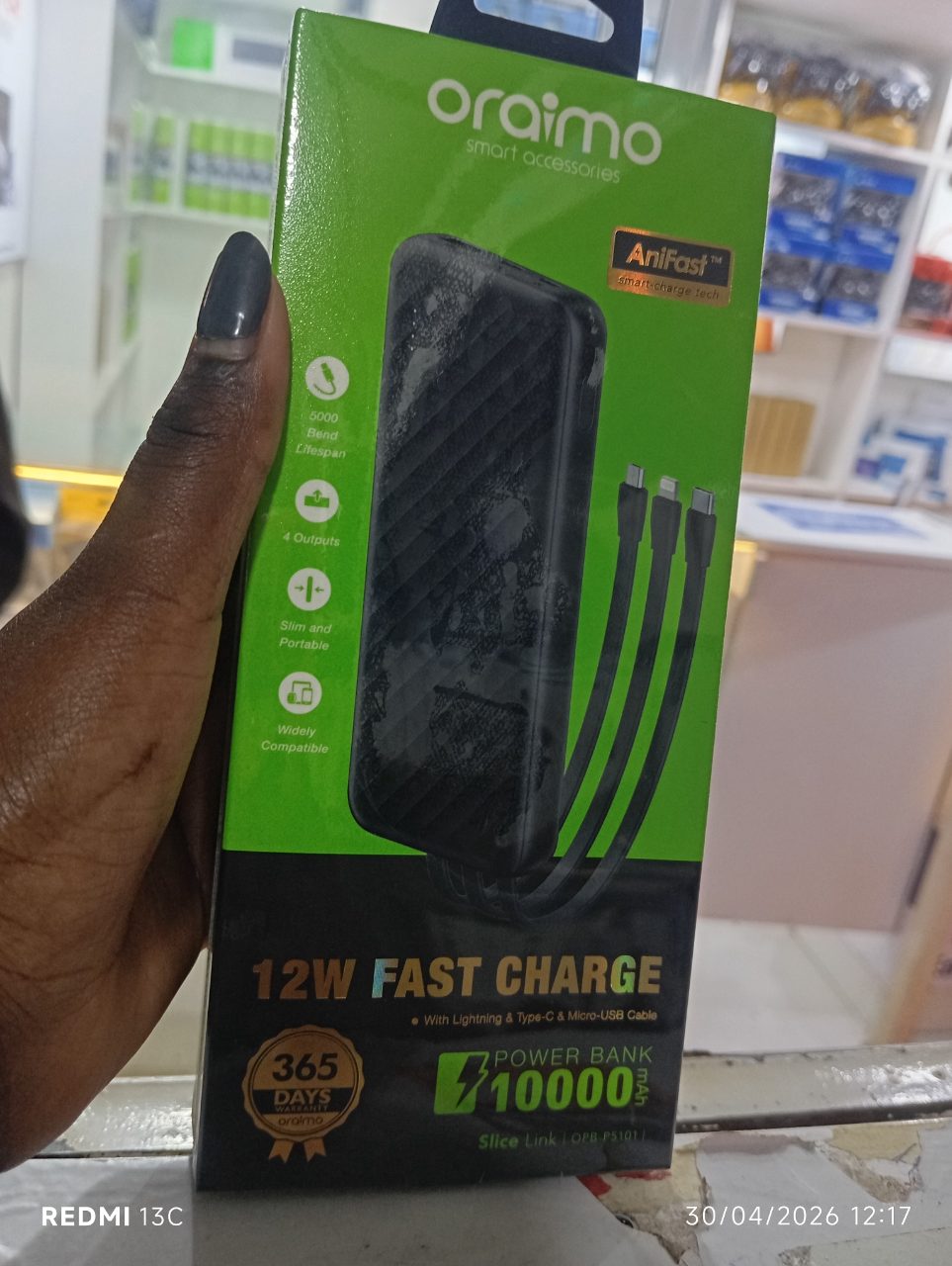 Oraimo 12w Cable 1000mah Power Bank