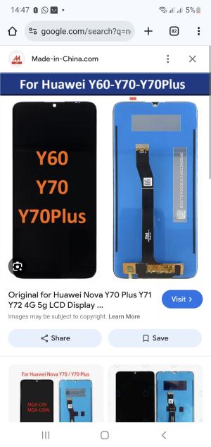 Nova Y70 , Y60, Y70plus, Y71, Y72, Y72 4g, Y72 5g Screen Replacement